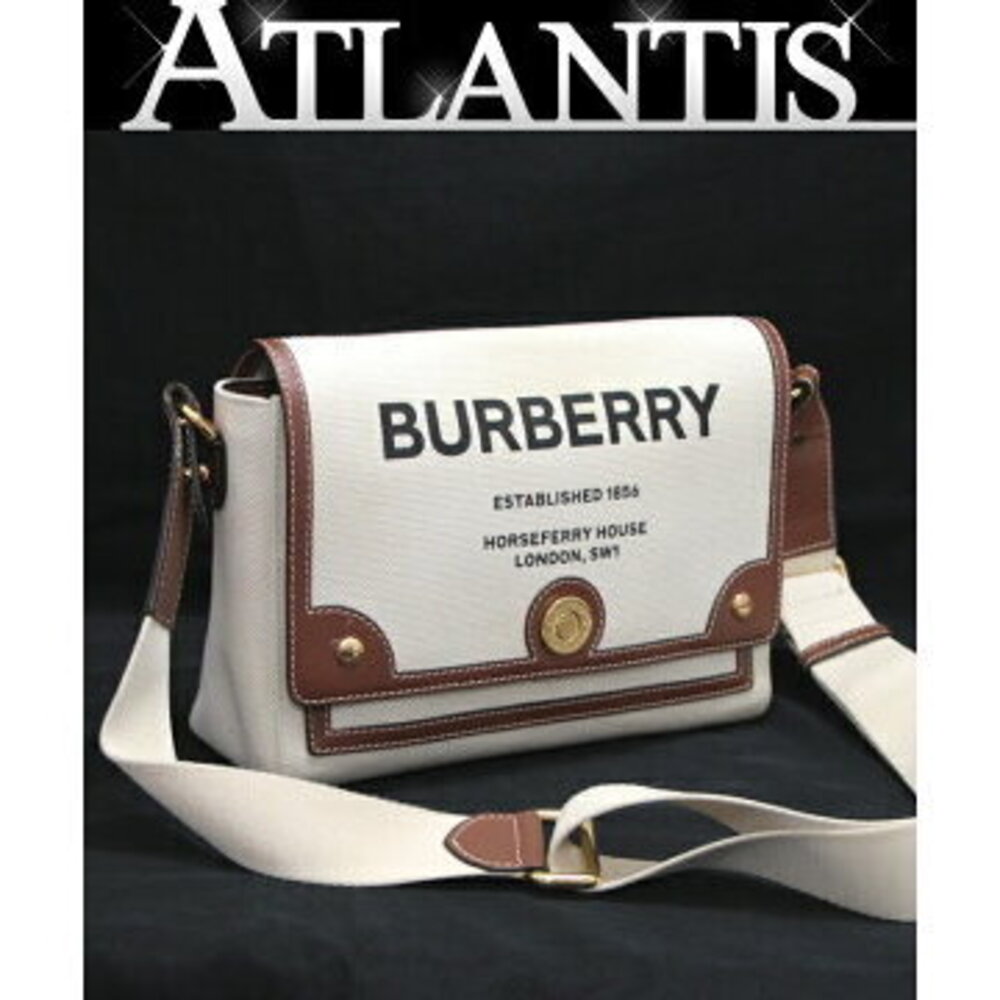 Burberry Horseferry Shoulder Bag Leather Canvas